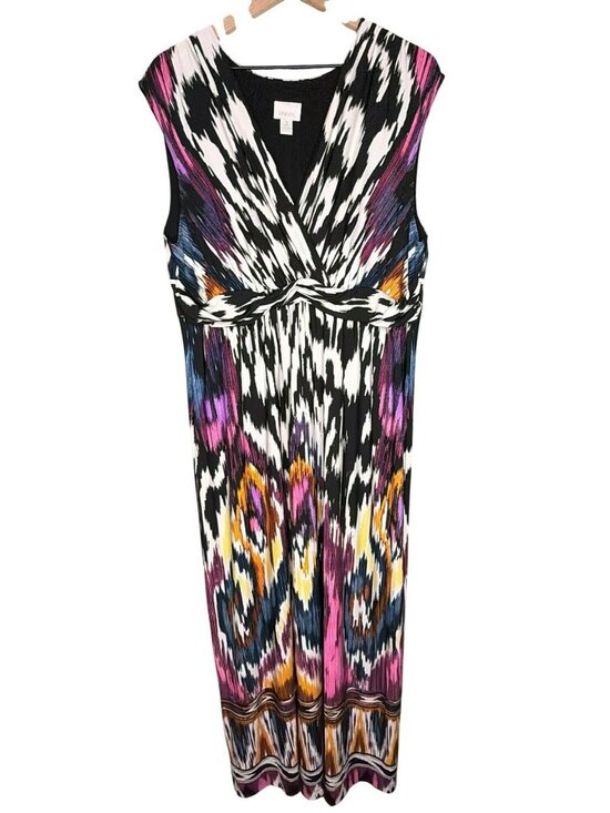 Chico's Dresses & Skirts - Chico's Women's 3 16/18 XL Geometric V-Neck Sleeveless Empire Waist Maxi Dress S